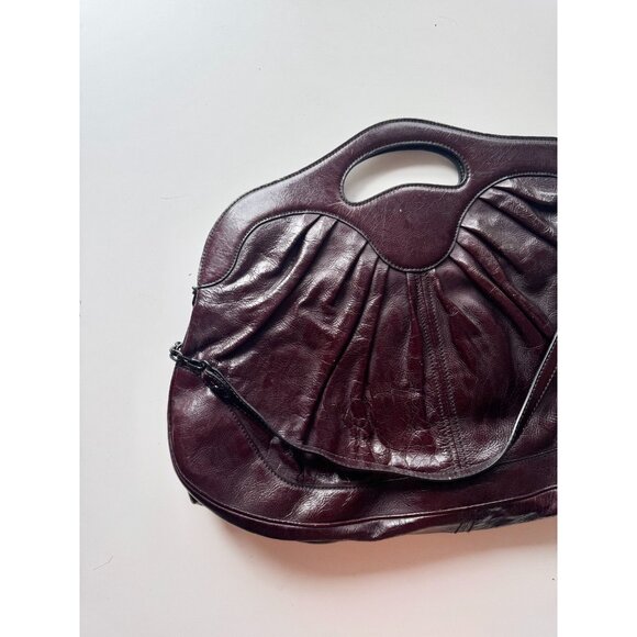 ALEXANDER MCQUEEN Oxblood Maroon Patent Leather Shoulder Bag Purse - Picture 12 of 16